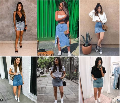 Como montar um look com saia jeans! 32 inspirações que vão te .